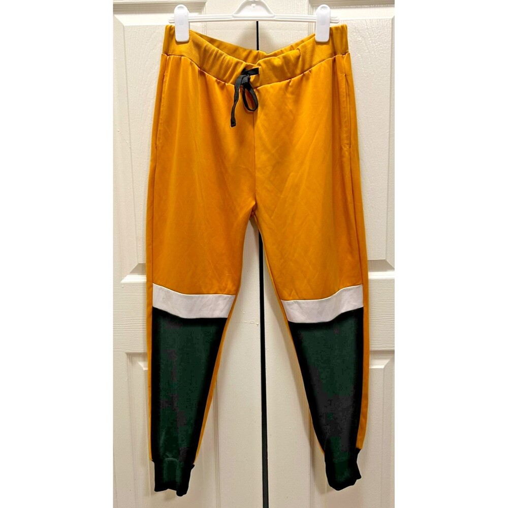 AQ Sport Retro 80's Style Mustard Yellow Track Sweat Pants Size 2XL